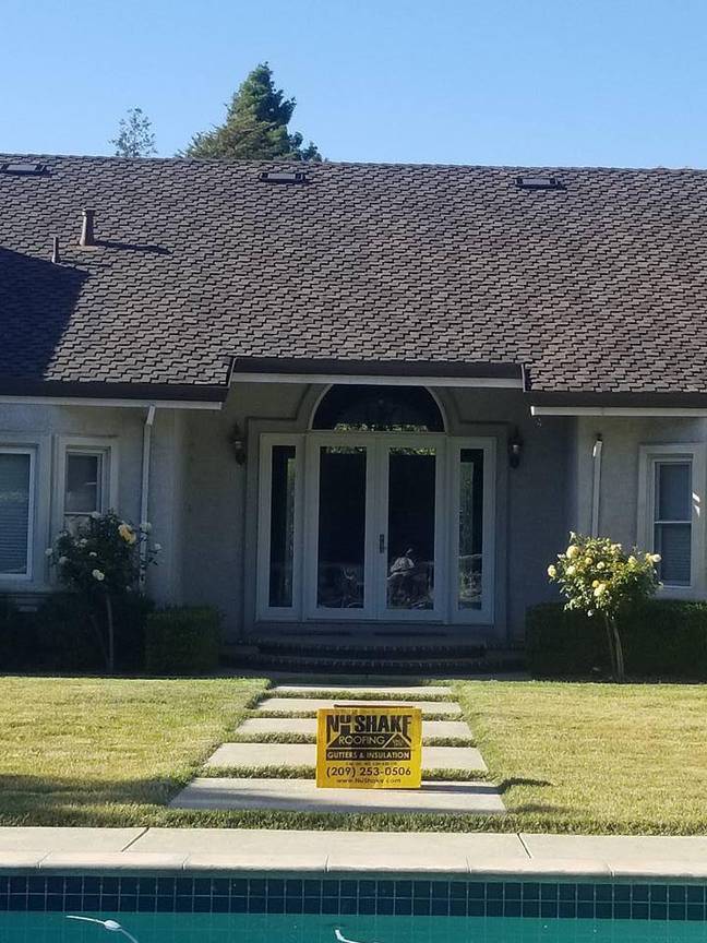 NuShake Roofing crew replacing a roof on a Livermore, CA home in the Tri-Valley